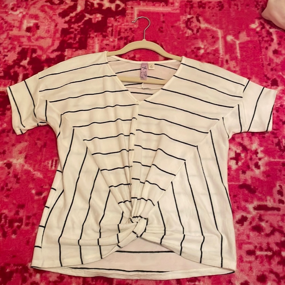 Alya black and white striped top